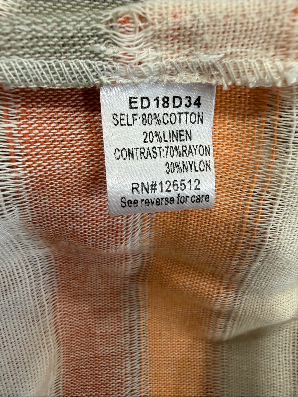 Aratta Peach and Cream Embroidered Striped Tunic - Picture 8 of 9